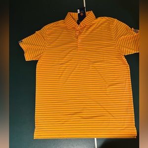 NWT Men's Orange and Blue Pinstripe Polo Golf Shirt